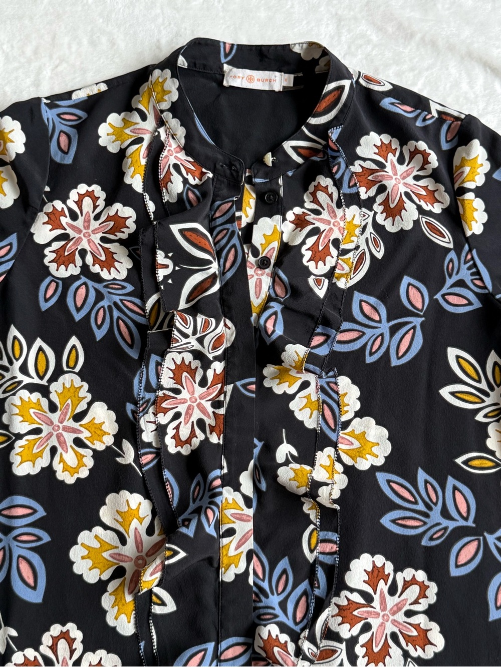 Tory Burch Jane Floral Silk Long Sleeve Dress - Picture 9 of 16
